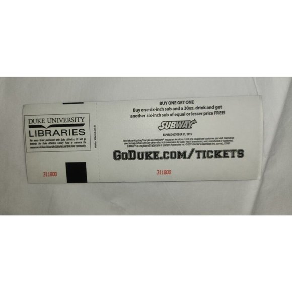 2014 DUKE vs NORTH CAROLINA TARHEELS football game stub 11/20/2014 12/X/23 - Picture 3 of 3